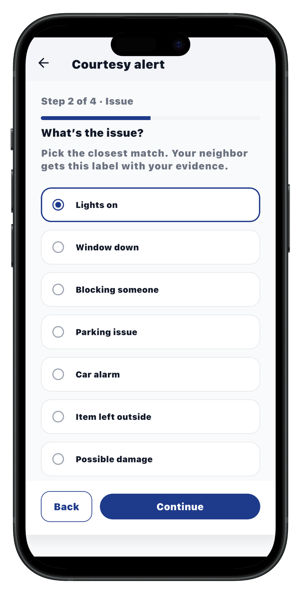 Park Relay predefined courtesy alert options